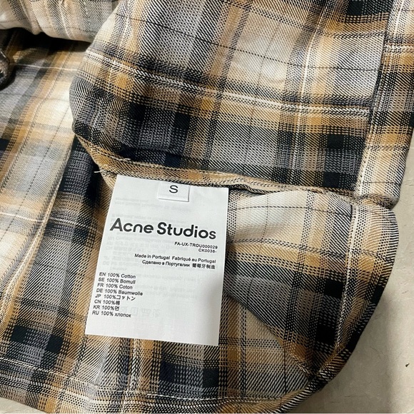 Acne Plaid Shirt in Black and Cream - Picture 8 of 8